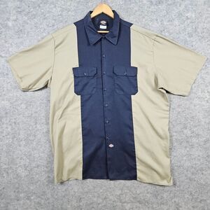 Dickies‎ Men's Work Shirt Size XXXL 3XL Navy Blue & Khaki Button Flap Pockets
